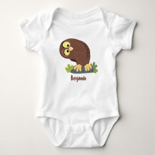 Niedliche, seltsame, lustige Uhu-Cartoon-Illustrat Baby Strampler