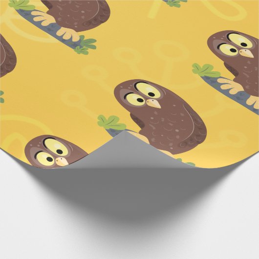 Niedliche, seltsame, lustige Uhu-Cartoon-Illustrat Geschenkpapier (Ecke)