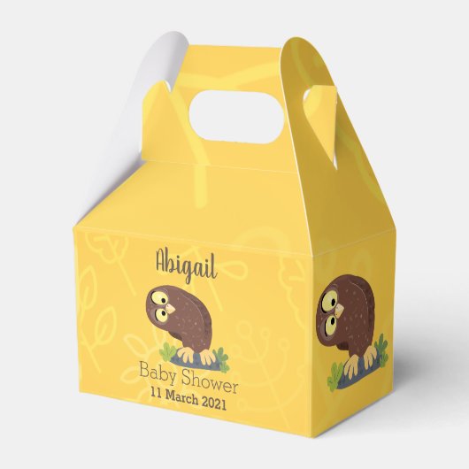 Niedliche, seltsame, lustige Uhu-Cartoon-Illustrat Geschenkschachtel (Vorderseite)