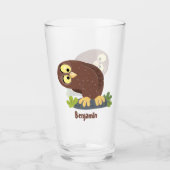 Niedliche, seltsame, lustige Uhu-Cartoon-Illustrat Glas (Vorderseite)