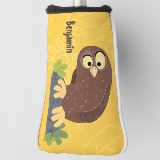 Niedliche, seltsame, lustige Uhu-Cartoon-Illustrat Golf Headcover (Rotieren 90)