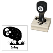 Niedliche, seltsame, lustige Uhu-Cartoon-Illustrat Gummistempel (Stempel)