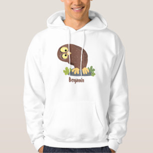 Niedliche, seltsame, lustige Uhu-Cartoon-Illustrat Hoodie