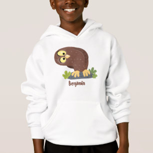 Niedliche, seltsame, lustige Uhu-Cartoon-Illustrat Hoodie
