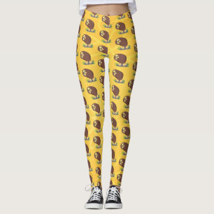 Niedliche, seltsame, lustige Uhu-Cartoon-Illustrat Leggings