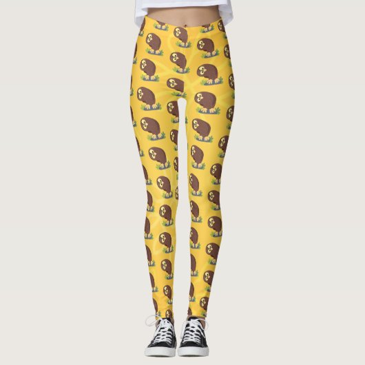 Niedliche, seltsame, lustige Uhu-Cartoon-Illustrat Leggings (Vorderseite)