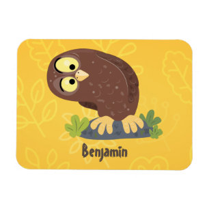 Niedliche, seltsame, lustige Uhu-Cartoon-Illustrat Magnet