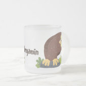 Niedliche, seltsame, lustige Uhu-Cartoon-Illustrat Mattglastasse (VorderseiteRechts)