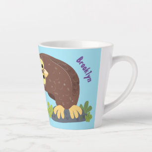 Niedliche, seltsame, lustige Uhu-Cartoon-Illustrat Milchtasse