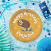 Niedliche, seltsame, lustige Uhu-Cartoon-Illustrat Pappteller (Party)