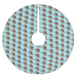 Niedliche, seltsame, lustige Uhu-Cartoon-Illustrat Polyester Weihnachtsbaumdecke