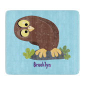 Niedliche, seltsame, lustige Uhu-Cartoon-Illustrat Schneidebrett (Vorderseite)