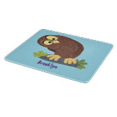 Niedliche, seltsame, lustige Uhu-Cartoon-Illustrat Schneidebrett (Ecke)