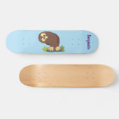 Niedliche, seltsame, lustige Uhu-Cartoon-Illustrat Skateboard (Horizontal)