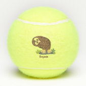 Niedliche, seltsame, lustige Uhu-Cartoon-Illustrat Tennisbälle (Rückseite)