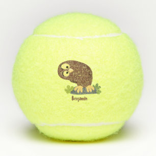Niedliche, seltsame, lustige Uhu-Cartoon-Illustrat Tennisbälle