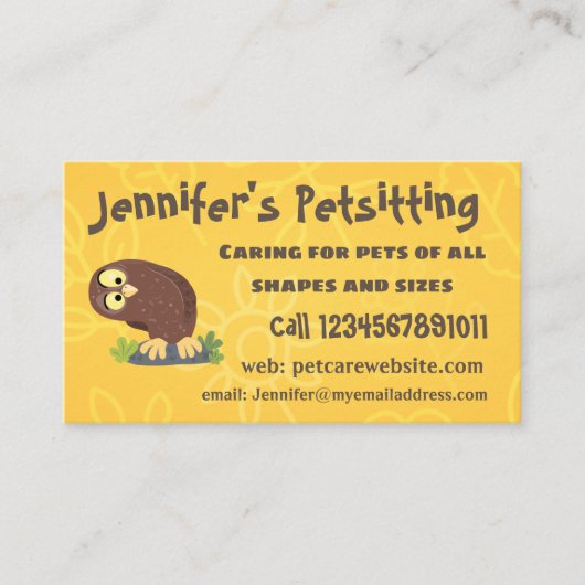 Niedliche, seltsame, lustige Uhu-Cartoon-Illustrat Visitenkarte (Vorderseite)