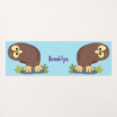 Niedliche, seltsame, lustige Uhu-Cartoon-Illustrat Yogamatte (Rückseite (Horizontal))