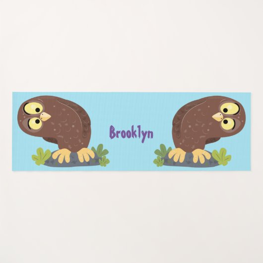 Niedliche, seltsame, lustige Uhu-Cartoon-Illustrat Yogamatte (Vorderseite (Horizontal))