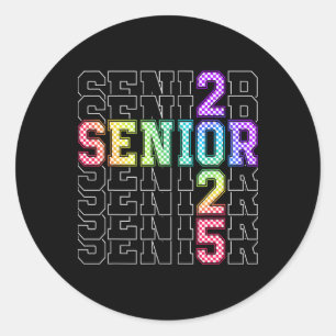 Niedliche Senior CL of 2025 Checkered Senior 25 Gr Runder Aufkleber