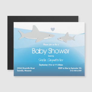 Niedliche Shark Baby Dusche Einladung Magnetkarte