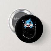 Niedliche Shark Pocket Meme Funny Button (Vorne & Hinten)