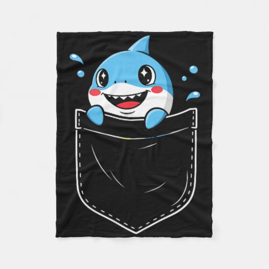 Niedliche Shark Pocket Meme Funny Fleecedecke (Vorderseite)
