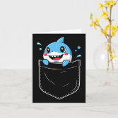 Niedliche Shark Pocket Meme Funny Karte (Gelbe Blume)