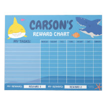 Niedliche Shark Rewards Chart Personalisiert Name 