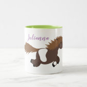 Niedliche Shetland Pony Cartoon Illustration Zweifarbige Tasse (Mittel)