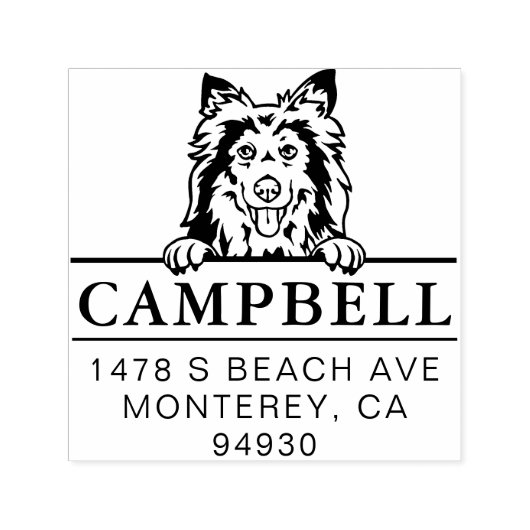 Niedliche Shetland Sheepdog Custom Dog Address Bri Permastempel (Design)
