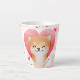 Niedliche Shiba Inu im Herzen Milchtasse
