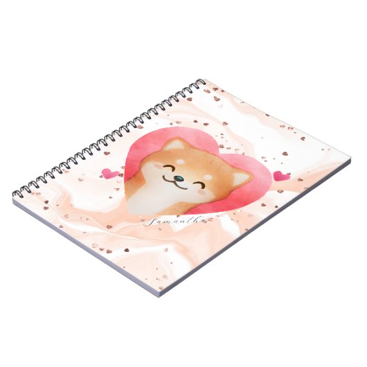 Niedliche Shiba Inu im Herzen Notizblock (Linke Seite)