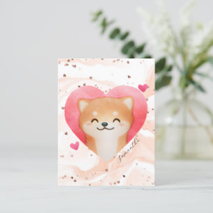 Niedliche Shiba Inu im Herzen Postkarte