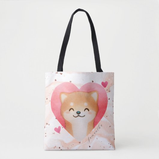 Niedliche Shiba Inu im Herzen Tasche (Vorderseite)