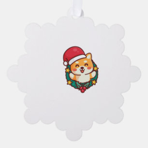 Niedliche Shiba Inu Lächeln mit Xmas Hat Active Ornament Karte