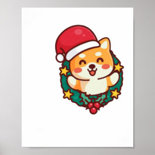 Niedliche Shiba Inu Lächeln mit Xmas Hat Active Poster