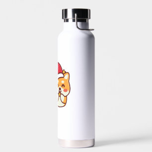 Niedliche Shiba Inu Lächeln mit Xmas Hat Trinkflasche