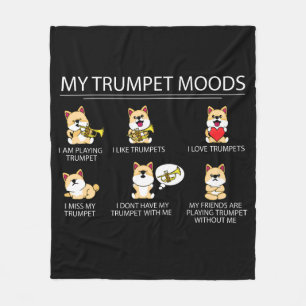 Niedliche Shiba Inu Trumpet Player Geschenk Kinder Fleecedecke