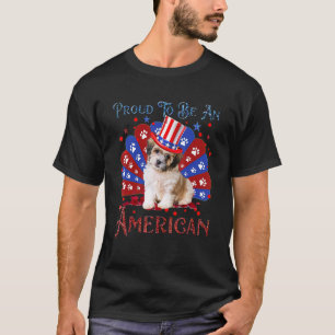 Niedliche Shichon-amerikanische Flagge Happy 4. Ju T-Shirt