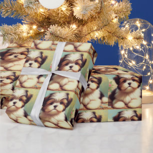 Niedliche Shih-Tzu-Puppy-Malerei Geschenkpapier