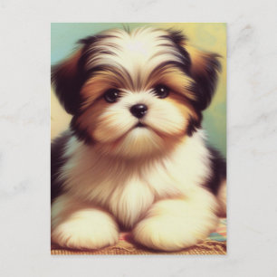 Niedliche Shih-Tzu-Puppy-Malerei Postkarte