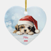 Niedliche Shih Tzu Welppy Dog Weihnachtsmannmütze  Keramik Ornament (Vorne)