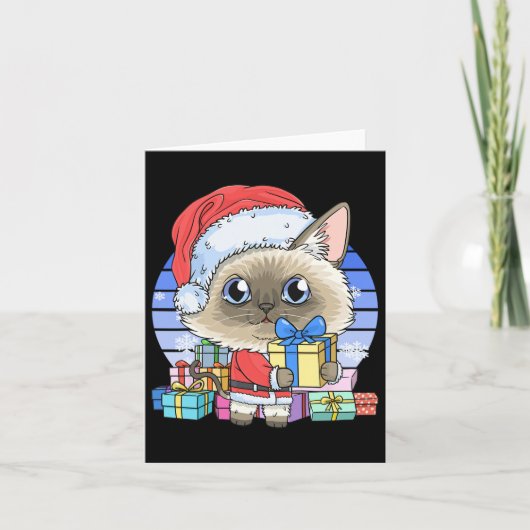 Niedliche Siamese Cat Santa Claus Weihnachten Weih Karte (Vorderseite)