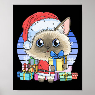 Niedliche Siamese Cat Santa Claus Weihnachten Weih Poster