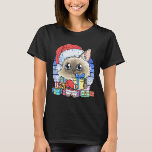 Niedliche Siamese Cat Santa Claus Weihnachten Weih T-Shirt