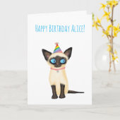 Niedliche siamesische Geburtstagskarte Karte (Gelbe Blume)