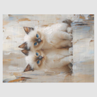 Niedliche siamesische Kätzchen Malerei Decoupage Seidenpapier