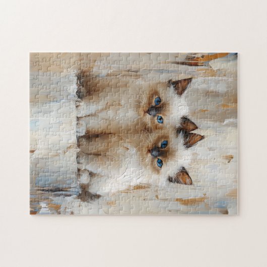 Niedliche siamesische Kätzchenmalerei Puzzle (Horizontal)