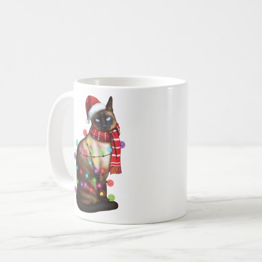 Niedliche siamesische Katze Lover Funny Xmas Weihn Kaffeetasse (Vorderseite Links)